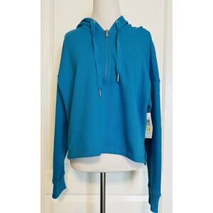 Calvin Klein Performance Pullover 1/2 Zip Designer Bright Blue Crop Sweatshirt M